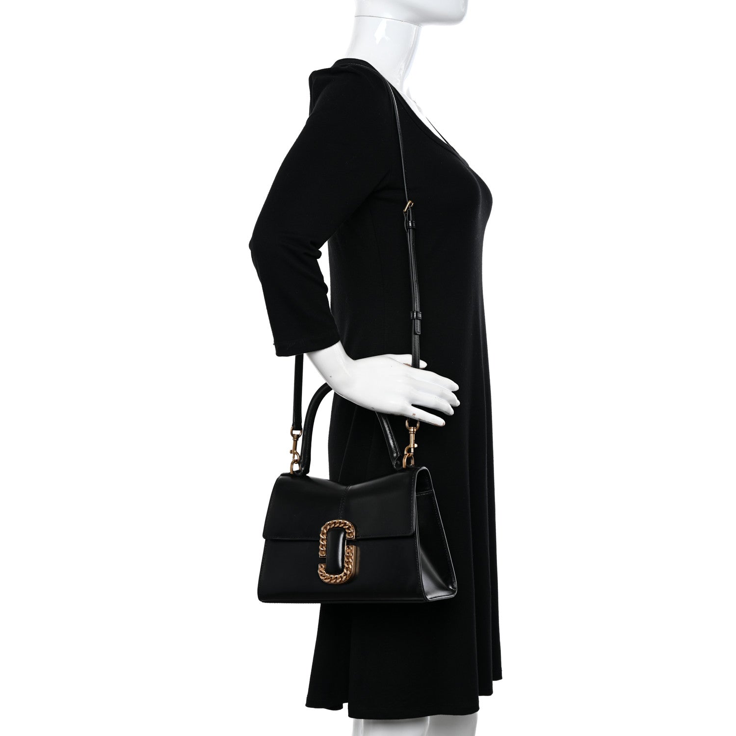 Marc Jacobs Calfskin St. Marc Shoulder Bag Black 2 of 14