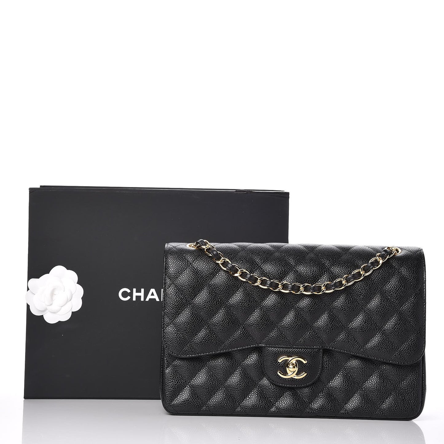 Caviar Quilted Jumbo Double Flap Black