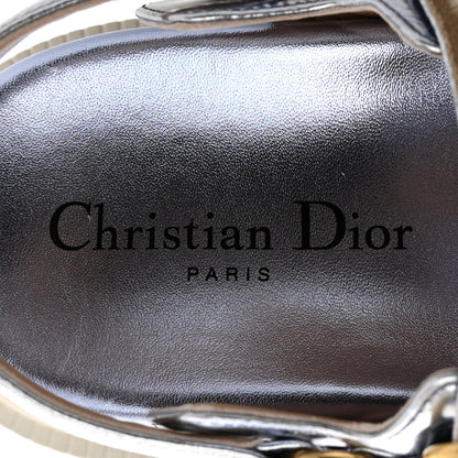 Christian Dior Laminated Crinkled Calfskin Dioract Sandals 35 Indigo Metal 7 of 10