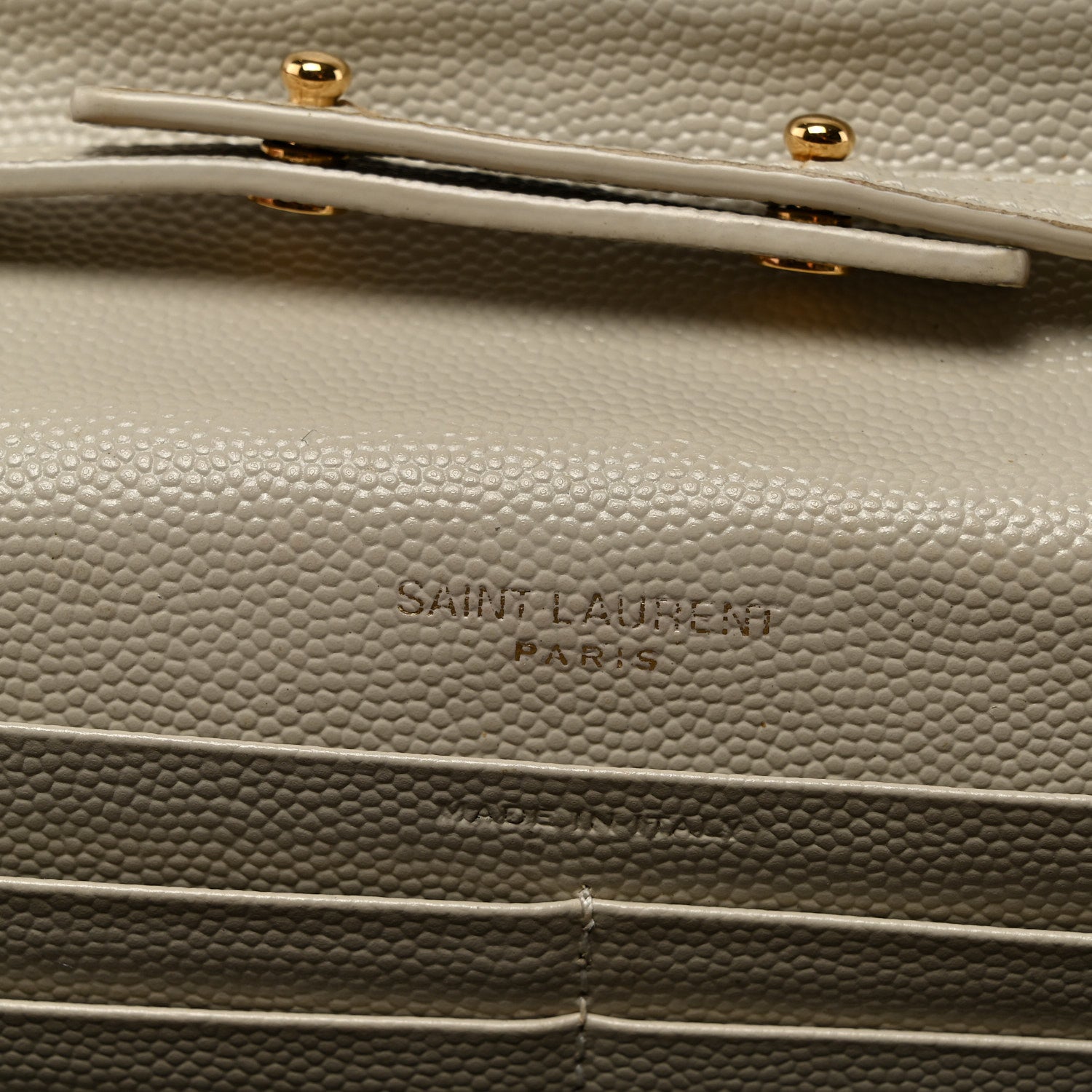 Saint Laurent Grain De Poudre Matelasse Chevron Monogram Chain Wallet Crema Soft 6 of 9
