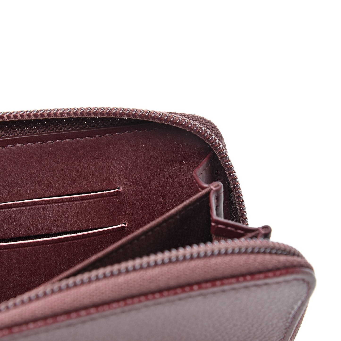 Caviar Small Timeless Zip Around Wallet Burgundy