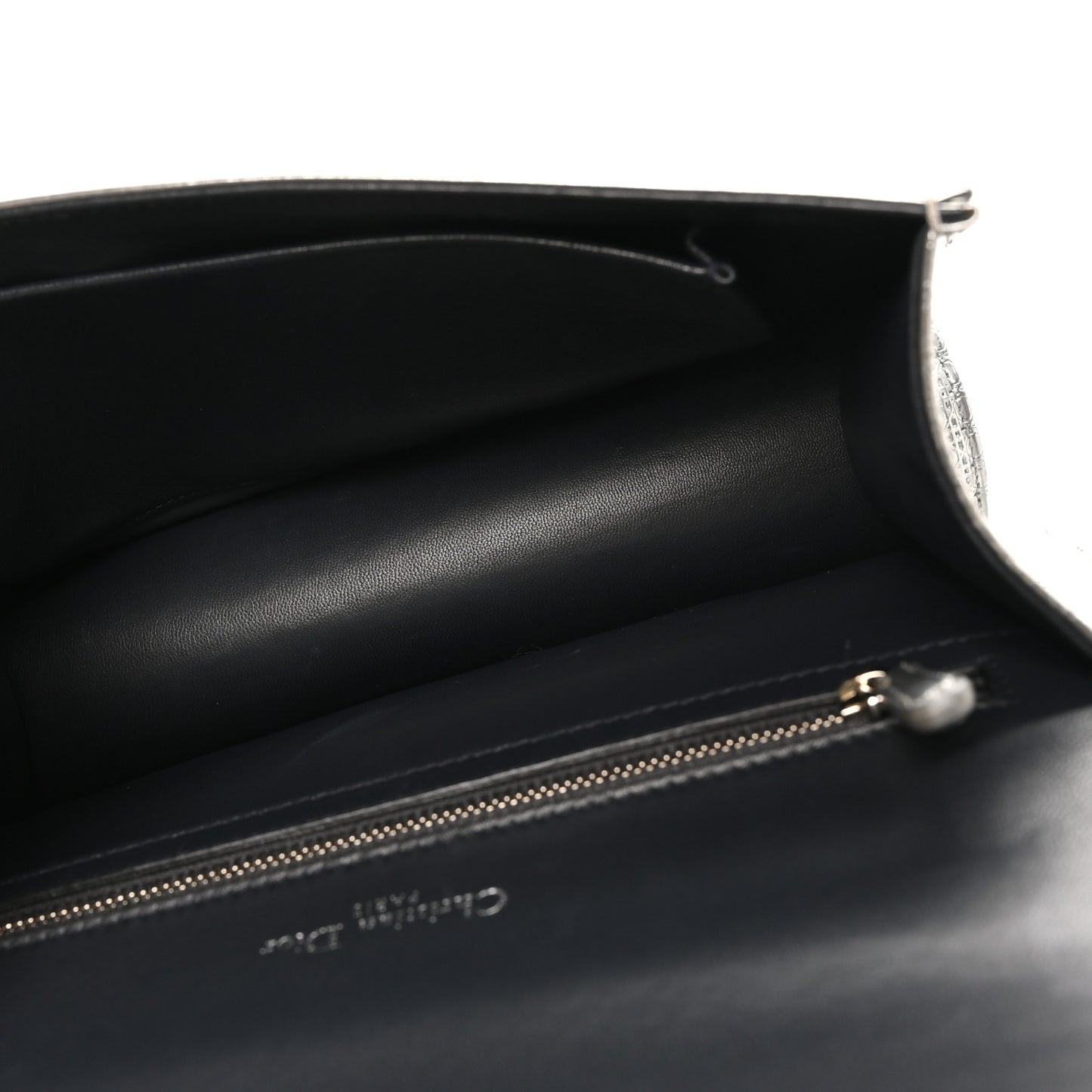 Metallic Patent Micro-Cannage Medium Diorama Flap Bag Silver