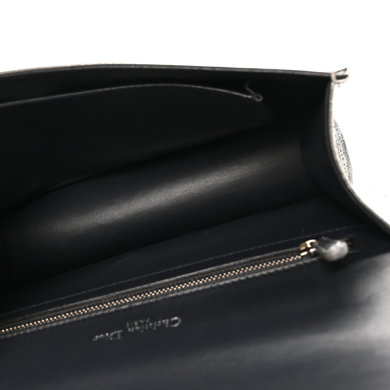Christian Dior Metallic Patent Micro-Cannage Medium Diorama Flap Bag Silver 5 of 9