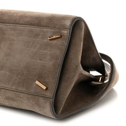 Salvatore Ferragamo Suede Large Hug Soft Shoulder Bag Concrete 10 of 10