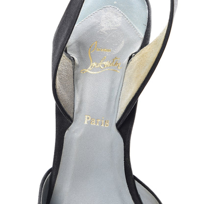 Christian Louboutin Satin Slingback 100 Pumps 38.5 Black 14 of 17
