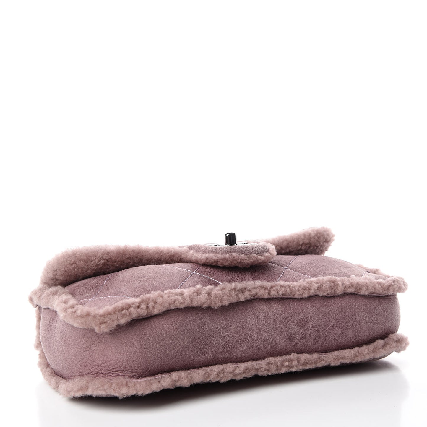 Shearling Quilted Medium Single Flap Purple