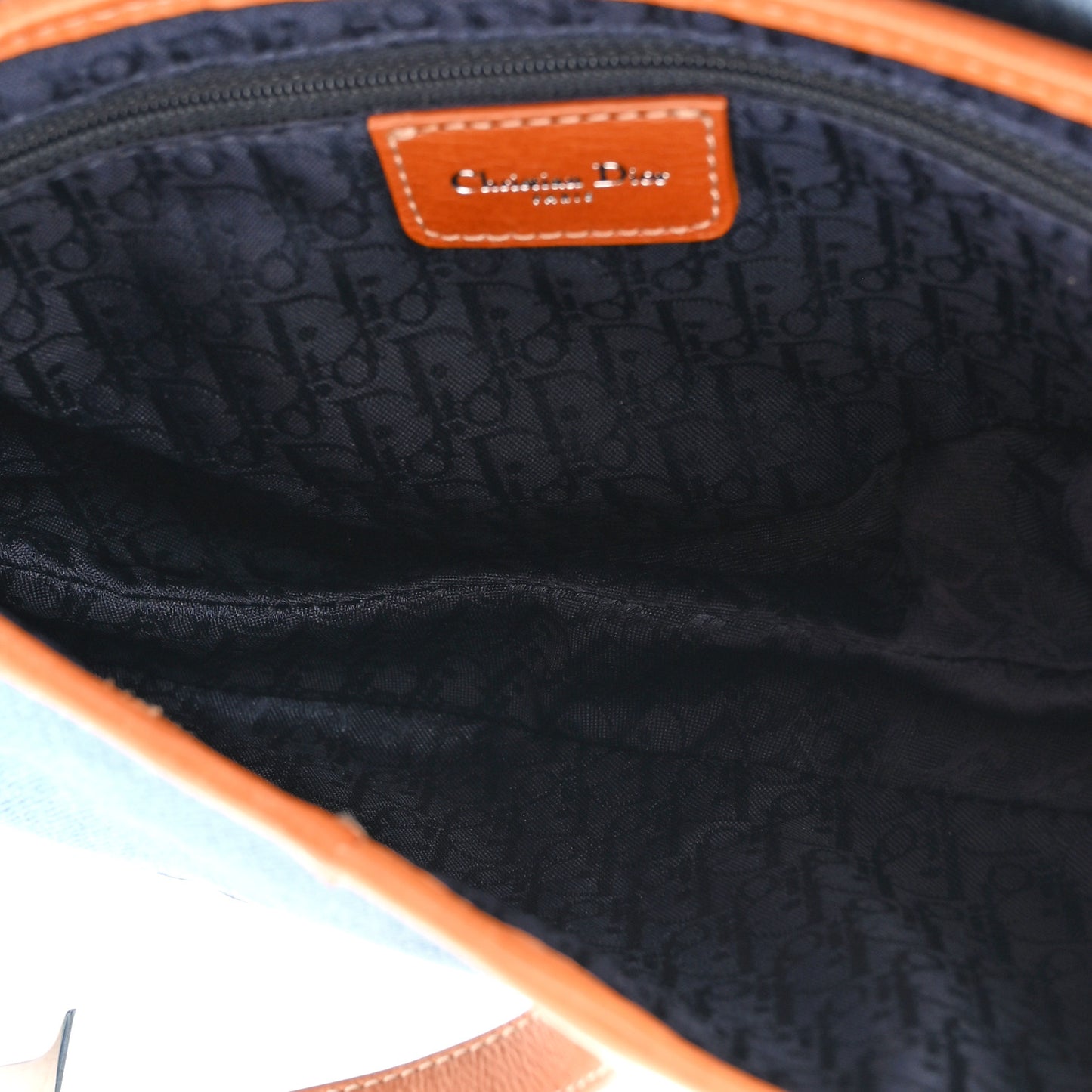 Denim Embroidered Saddle Bag Blue