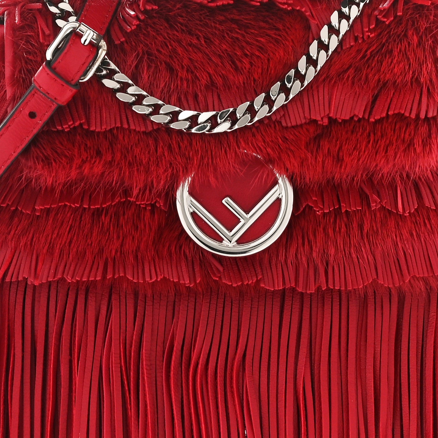 Fendi Mink Fringe Micro Baguette Fragolia 8 of 10