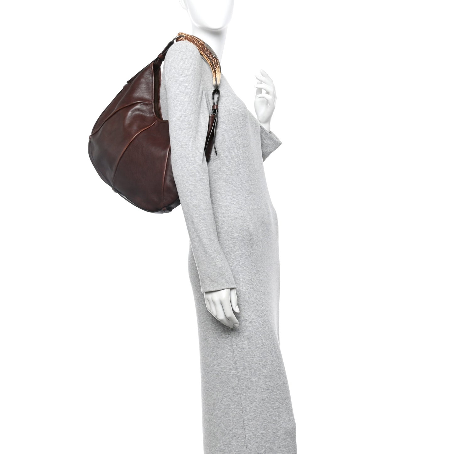 Buffalo Leather Medium Mombasa Horn Bag Brown