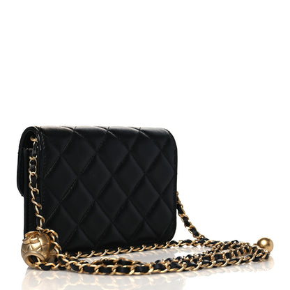 Chanel Lambskin Quilted Pearl Crush Clutch With Chain Black 3 of 12