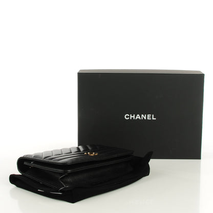 Chanel Goatskin Diagonal Quilted Wallet On Chain WOC Black 4 of 8