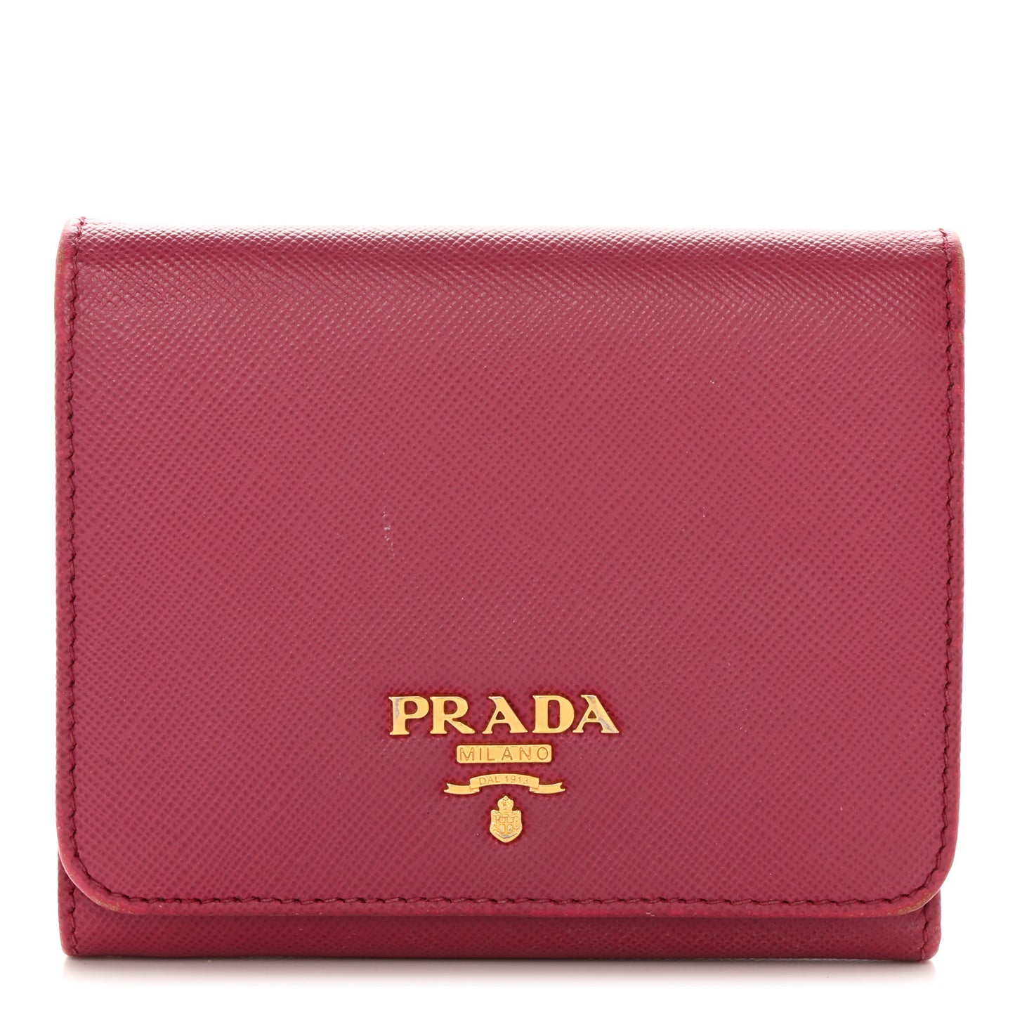 Saffiano Metal French Flap Compact Wallet Peonia