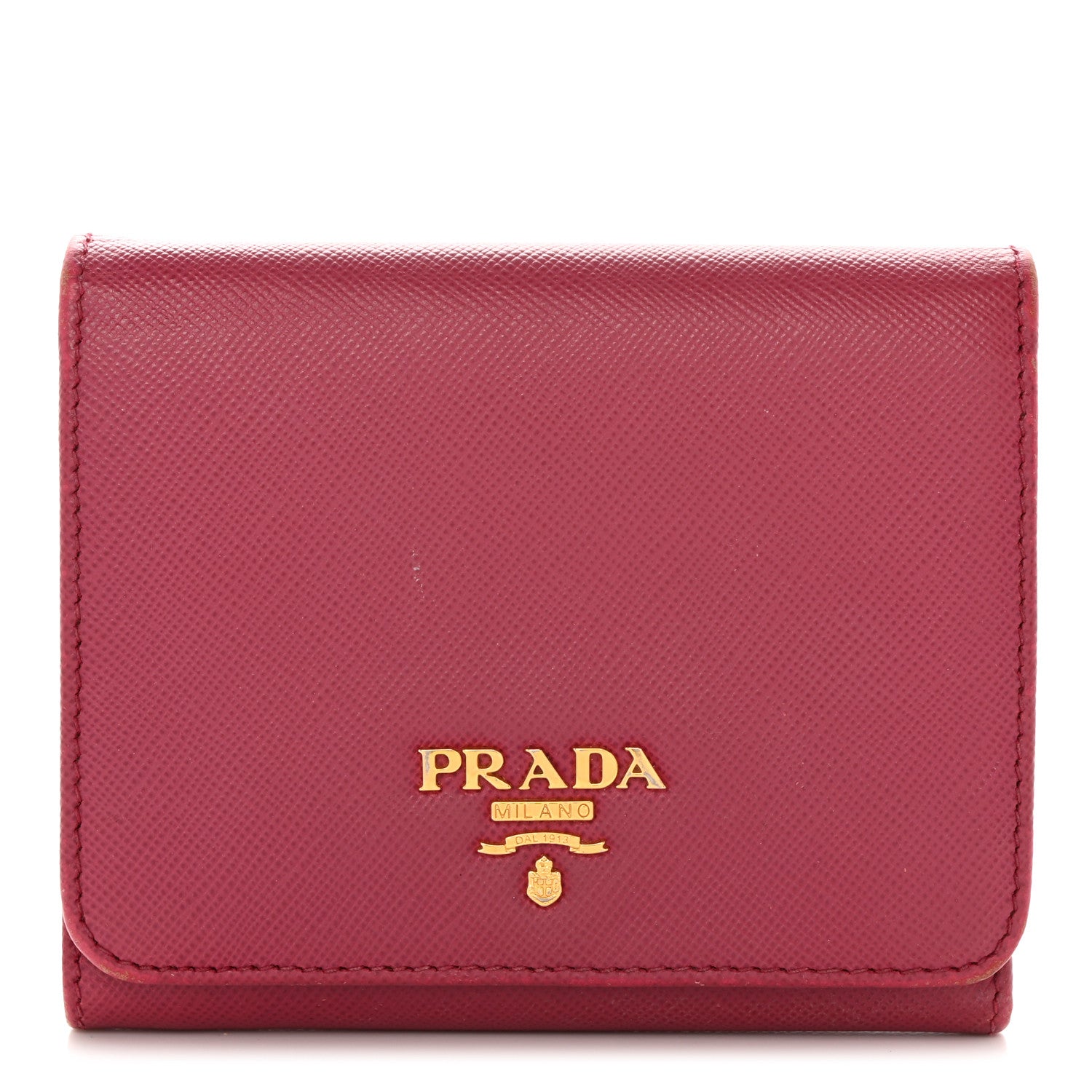 Prada Saffiano Metal French Flap Compact Wallet Peonia 1 of 12