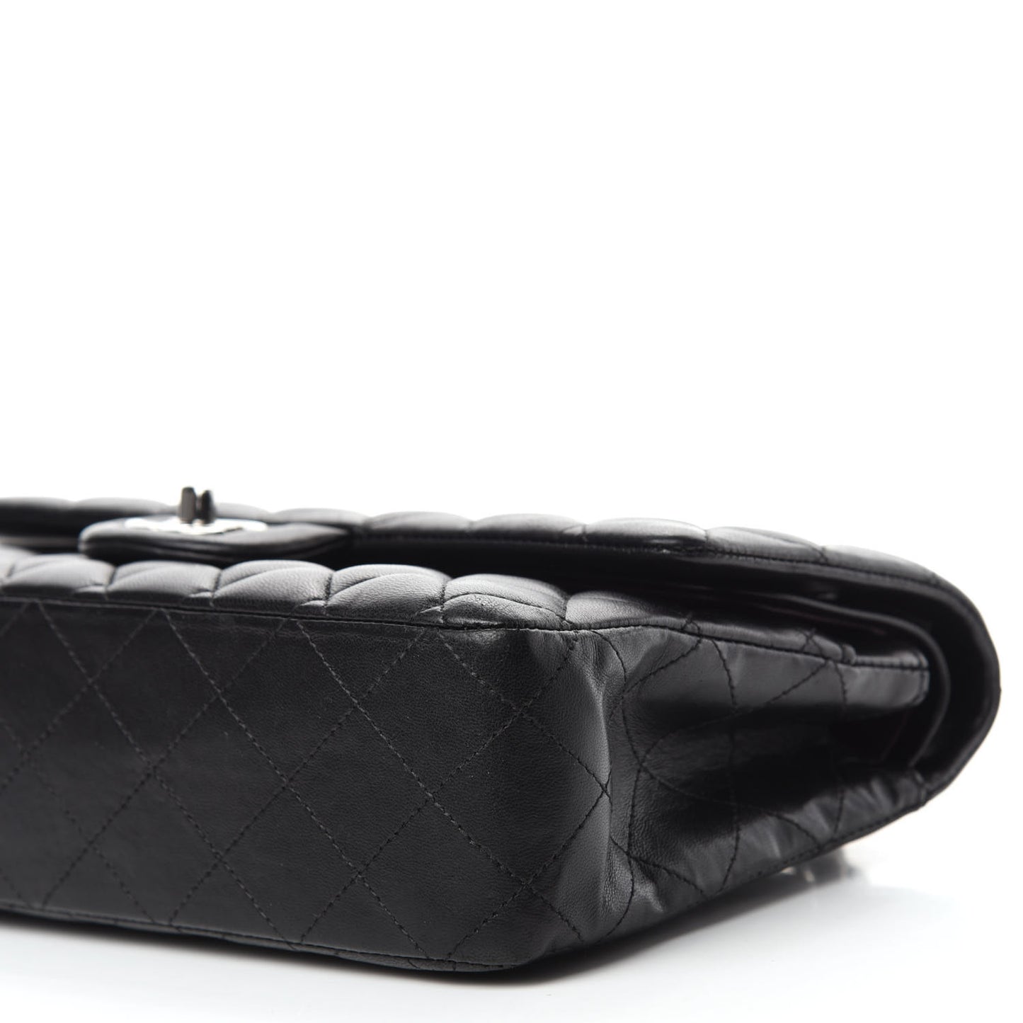 Lambskin Quilted Medium Double Flap Black
