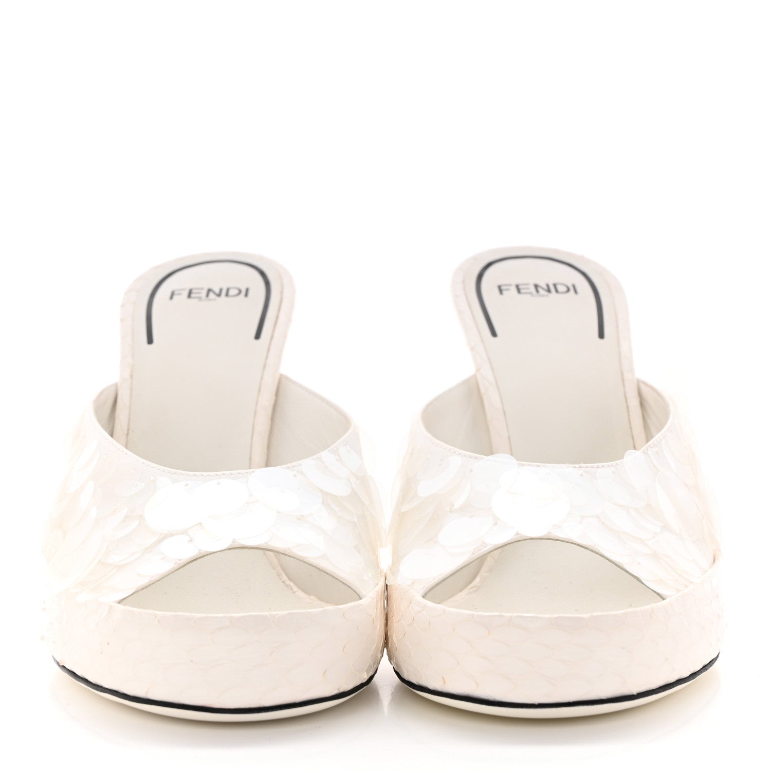 Fendi Sequin Snakeskin Sandals 39 White 2 of 12