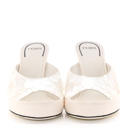 Fendi Sequin Snakeskin Sandals 39 White 2 of 12