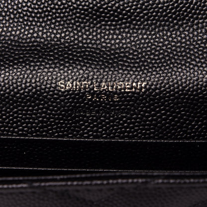 Saint Laurent Grain De Poudre Matelasse Chevron Small Monogram Envelope Wallet Black 6 of 10