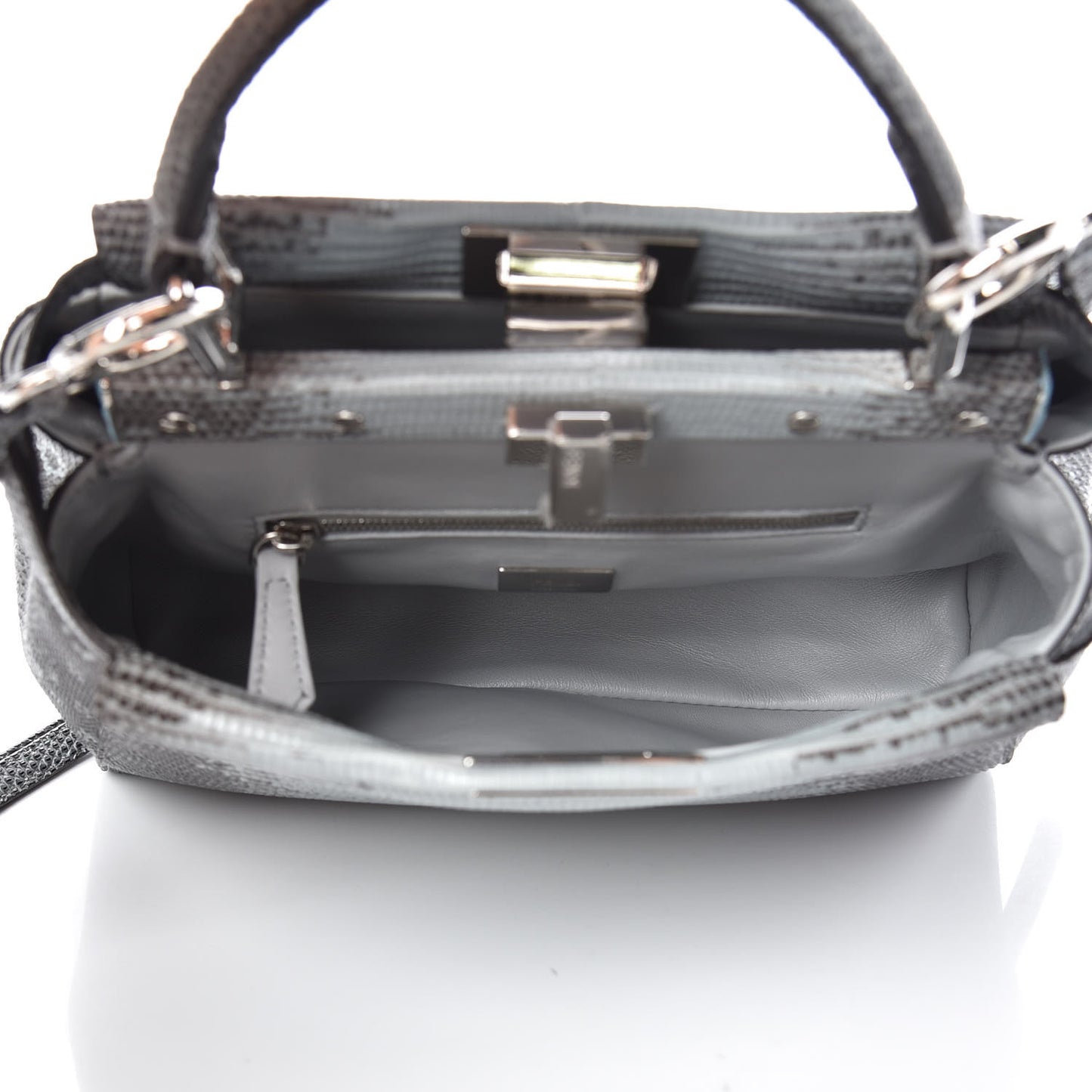 Lizard Togo Shiny Nappa Mini Peekaboo Iconic Satchel Pale Blue