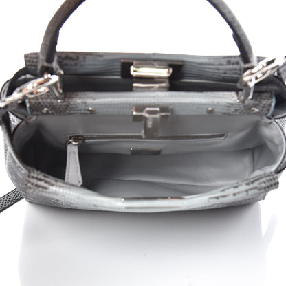 Fendi Lizard Togo Shiny Nappa Mini Peekaboo Iconic Satchel Pale Blue 5 of 11