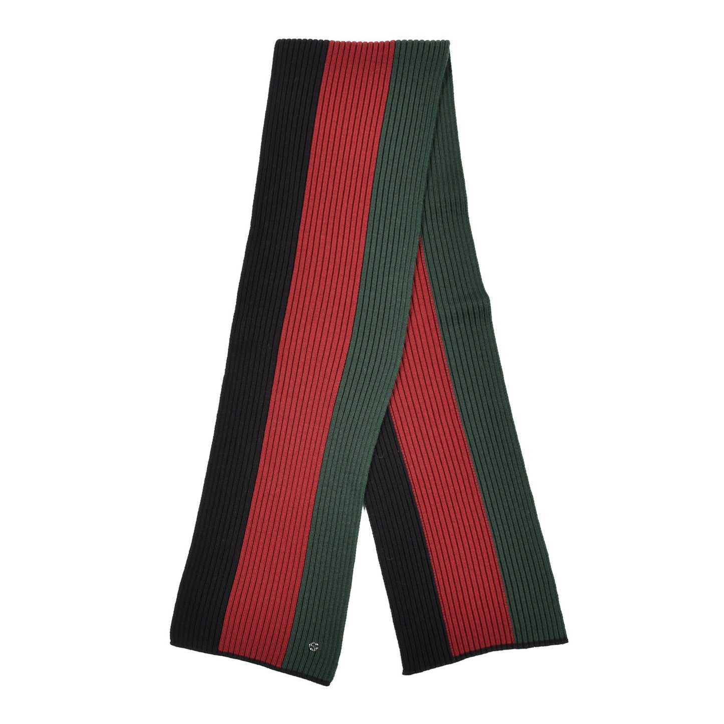 Wool Ribbed Knit Stripe Scarf