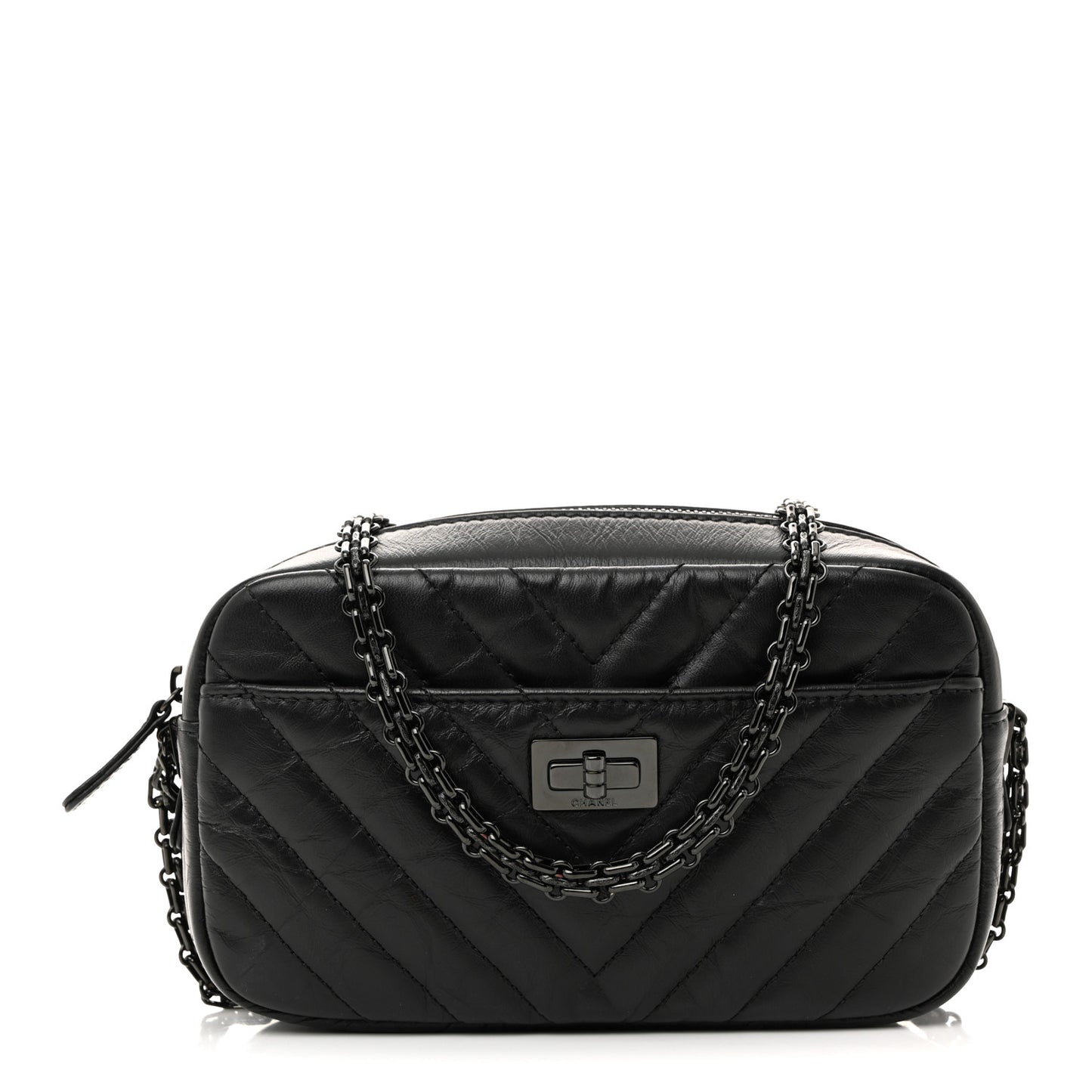 Aged Calfskin Chevron Mini Reissue Camera Case So Black