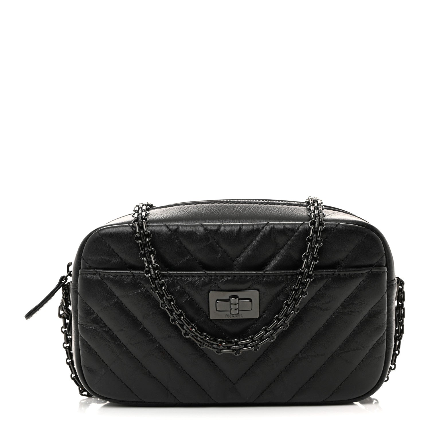Chanel Aged Calfskin Chevron Mini Reissue Camera Case So Black 1 of 9