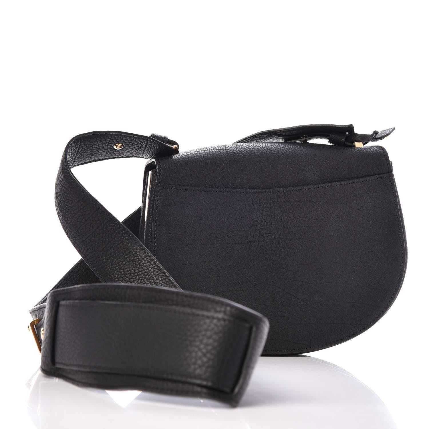 Delvaux Crispy Calfskin Mini Le Mutin Saddle Bag Black 3 of 9