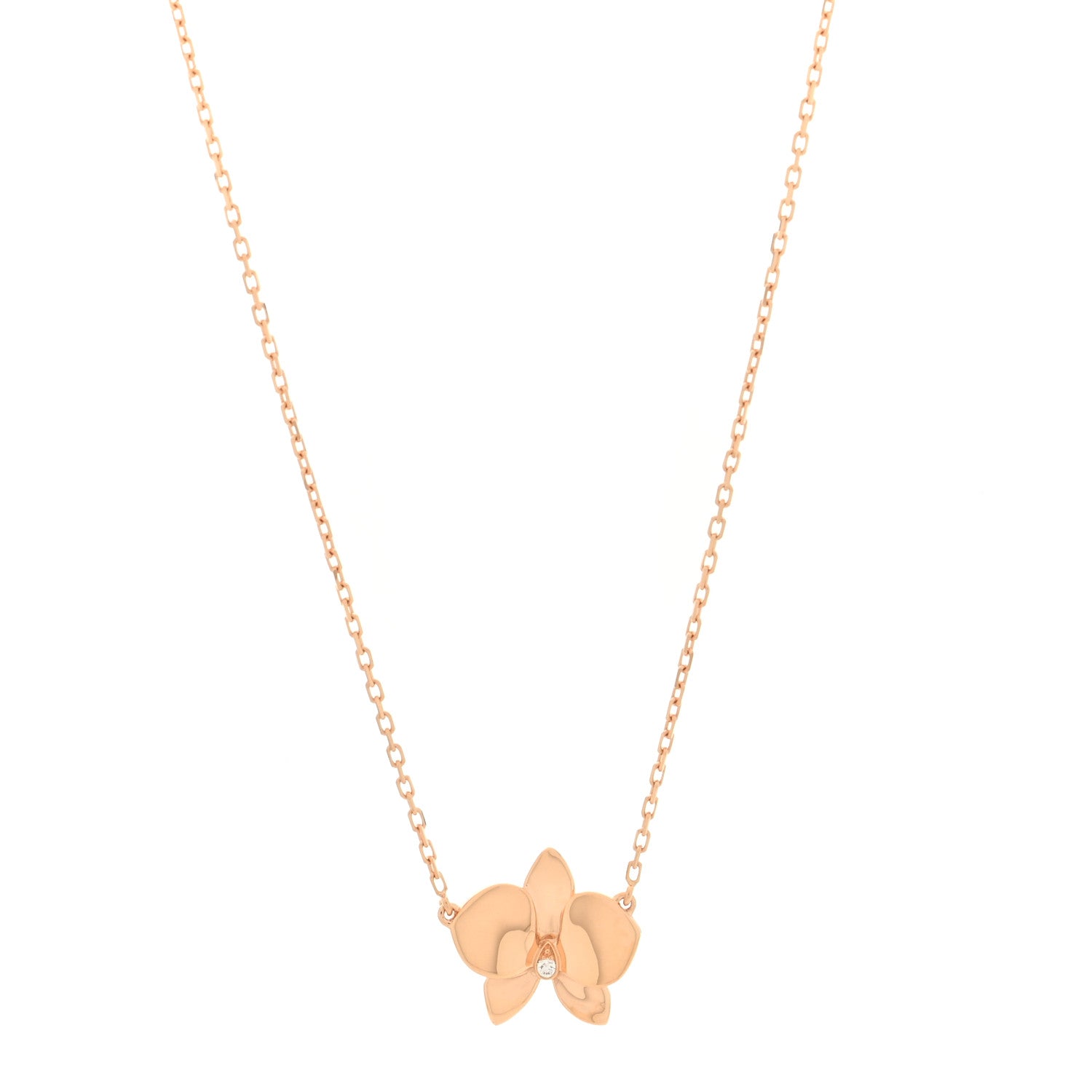 Cartier 18K Pink Gold Diamond Caresse D'Orchidees Par Cartier Pendant Necklace 1 of 5