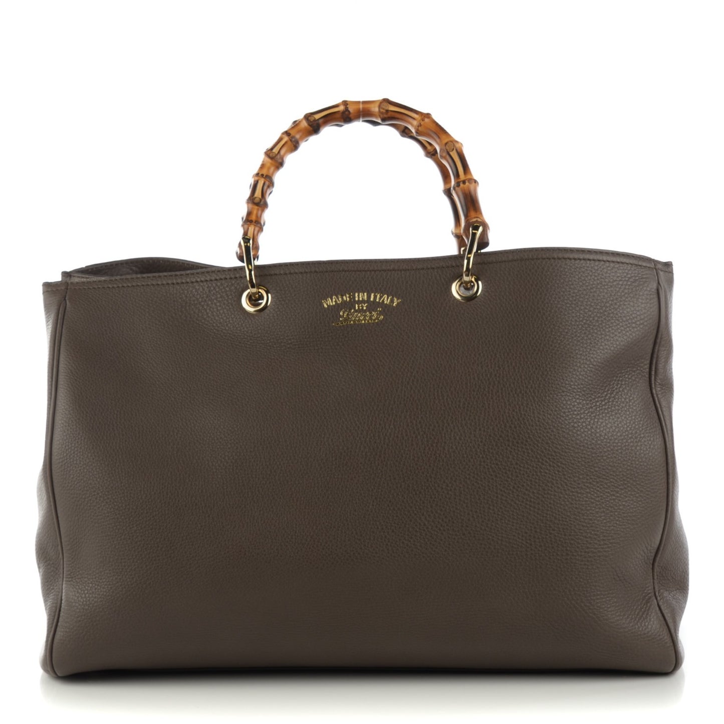Calfskin Large Bamboo Shopper Tote Grey Field