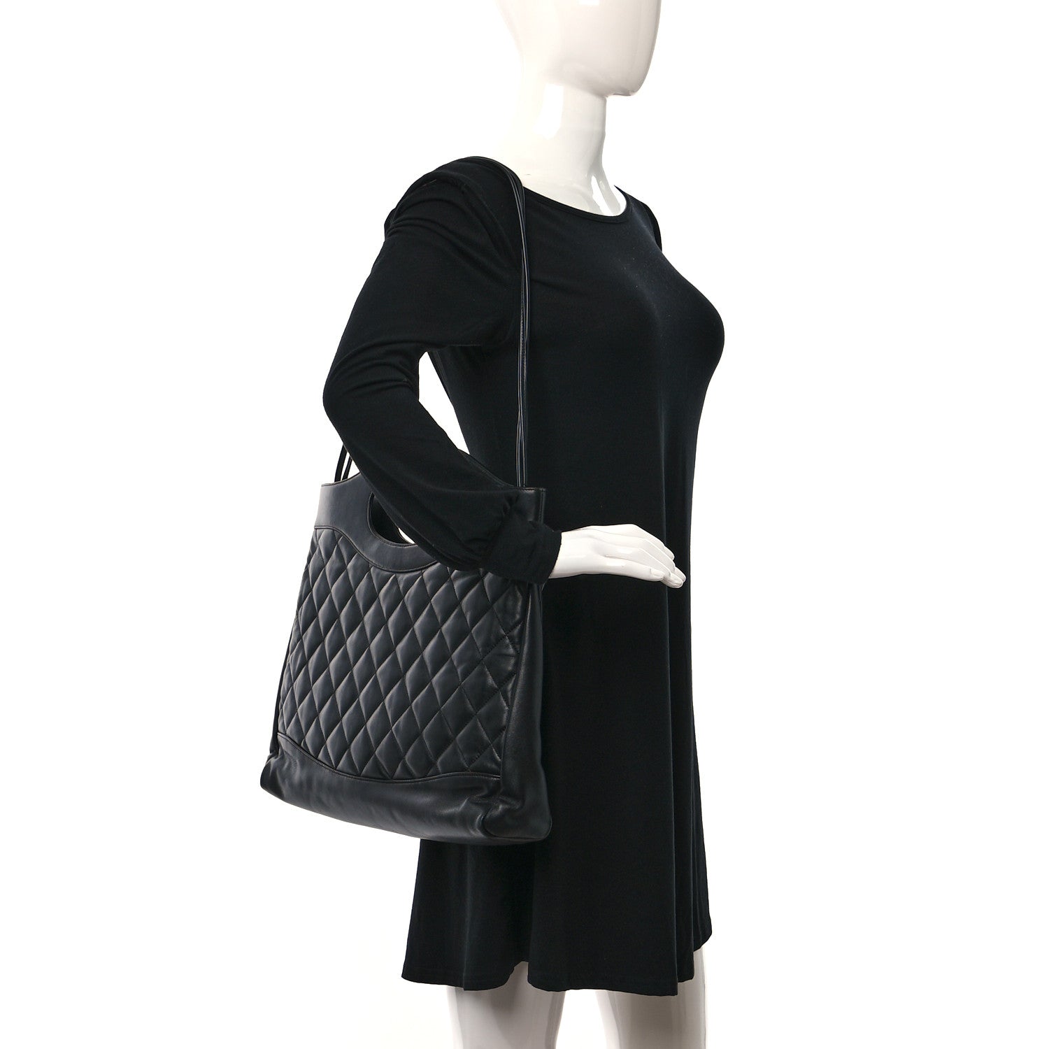 Chanel Lambskin Quilted Large 31 Shopping Bag Black 2 of 9