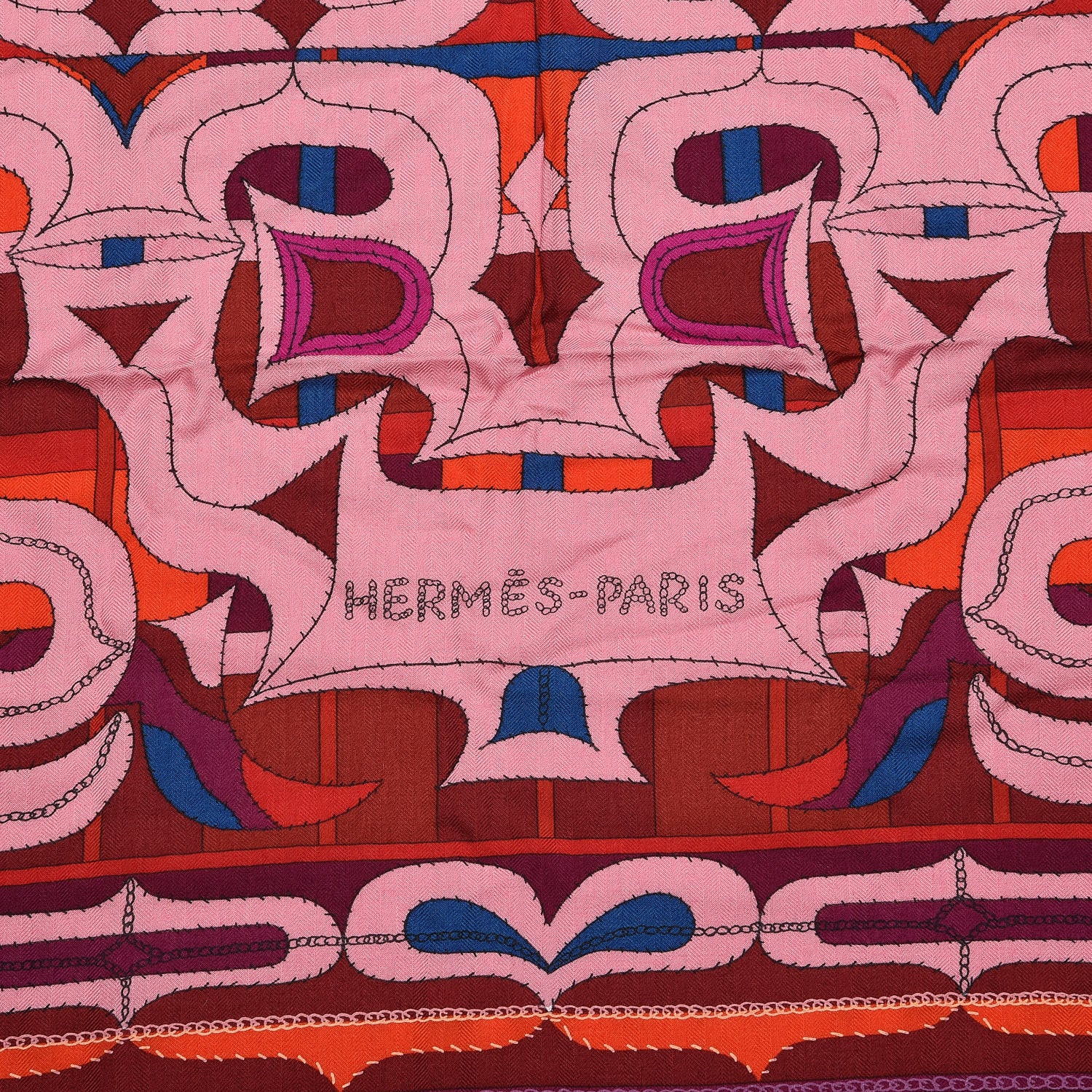 Hermes Cashmere Silk Esprit Ainou Shawl 140 Fuschia Vieux Rose Rouge H 3 of 6