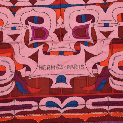 Hermes Cashmere Silk Esprit Ainou Shawl 140 Fuschia Vieux Rose Rouge H 3 of 6