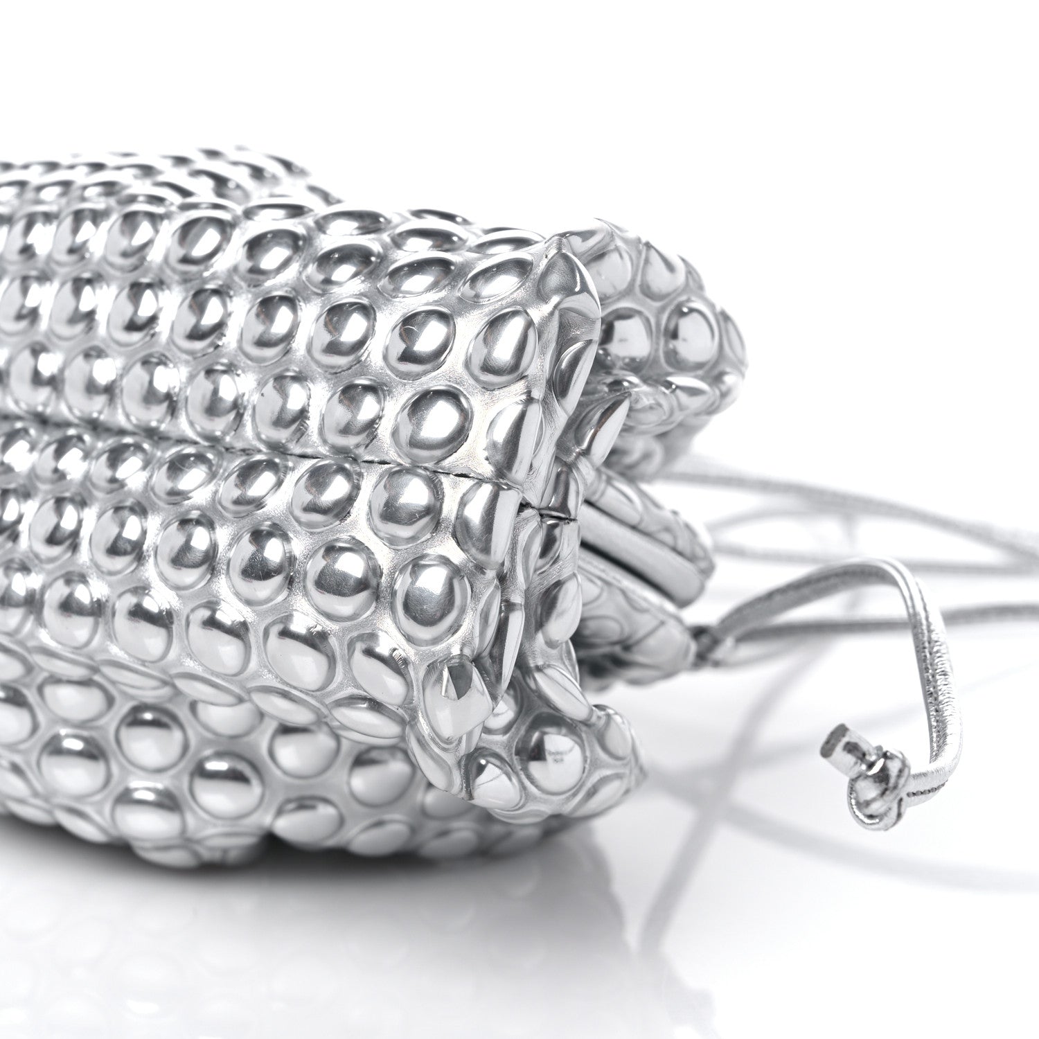 Bottega Veneta Metallic Fabric Bubble Wrap The Mini Pouch Silver 8 of 9