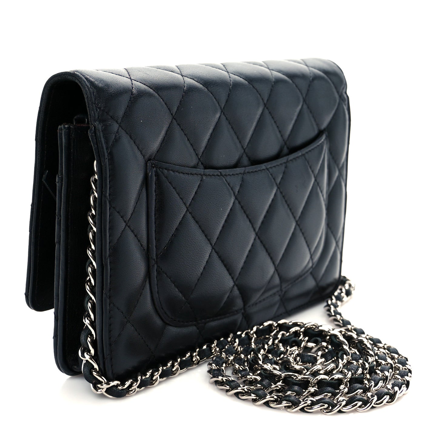 Lambskin Quilted Wallet On Chain WOC Black