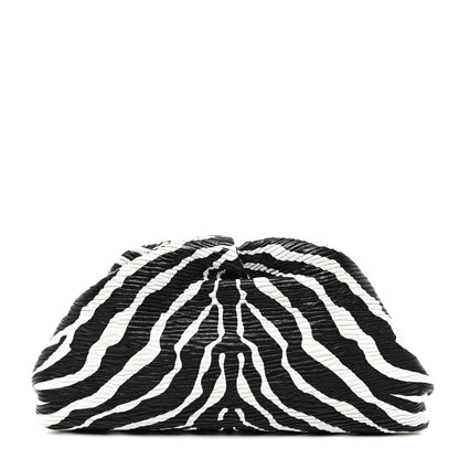 Bottega Veneta Nappa Zebra Print The Pouch Oversized Clutch White Black 1 of 7