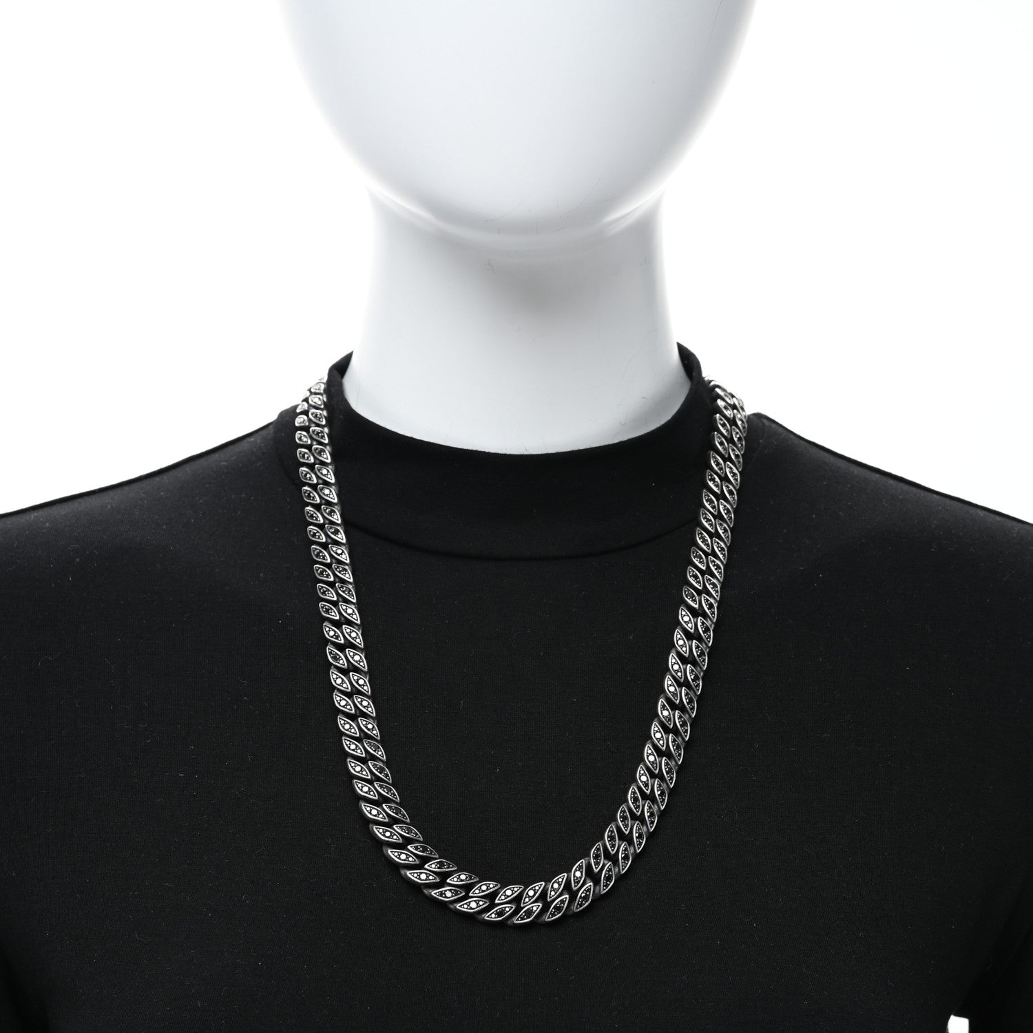 David Yurman Sterling Silver Black Diamond 11.5mm Curb Chain Necklace 24" 3 of 4