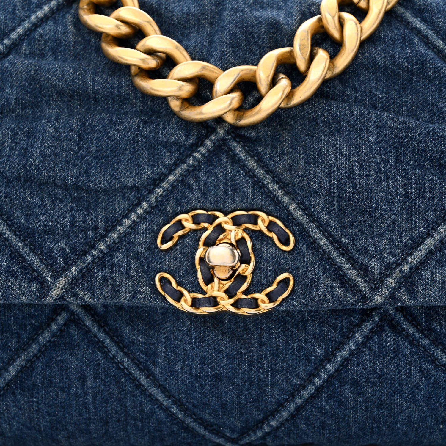 Chanel Denim Quilted Large Chanel 19 Flap Blue 9 of 11