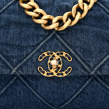 Chanel Denim Quilted Large Chanel 19 Flap Blue 9 of 11
