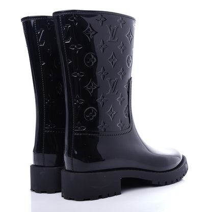 Louis Vuitton Rubber Embossed Monogram Drops Flat Half Boots 39 Black 4 of 9