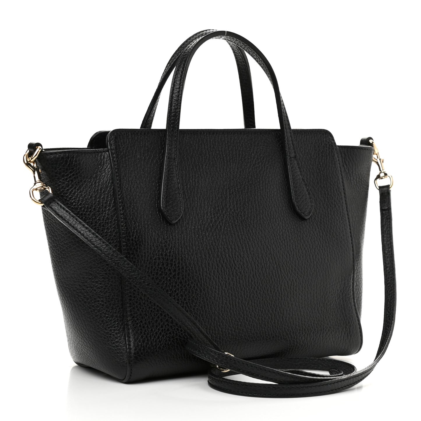 Dollar Calfskin Mini Swing Top Handle Bag Black