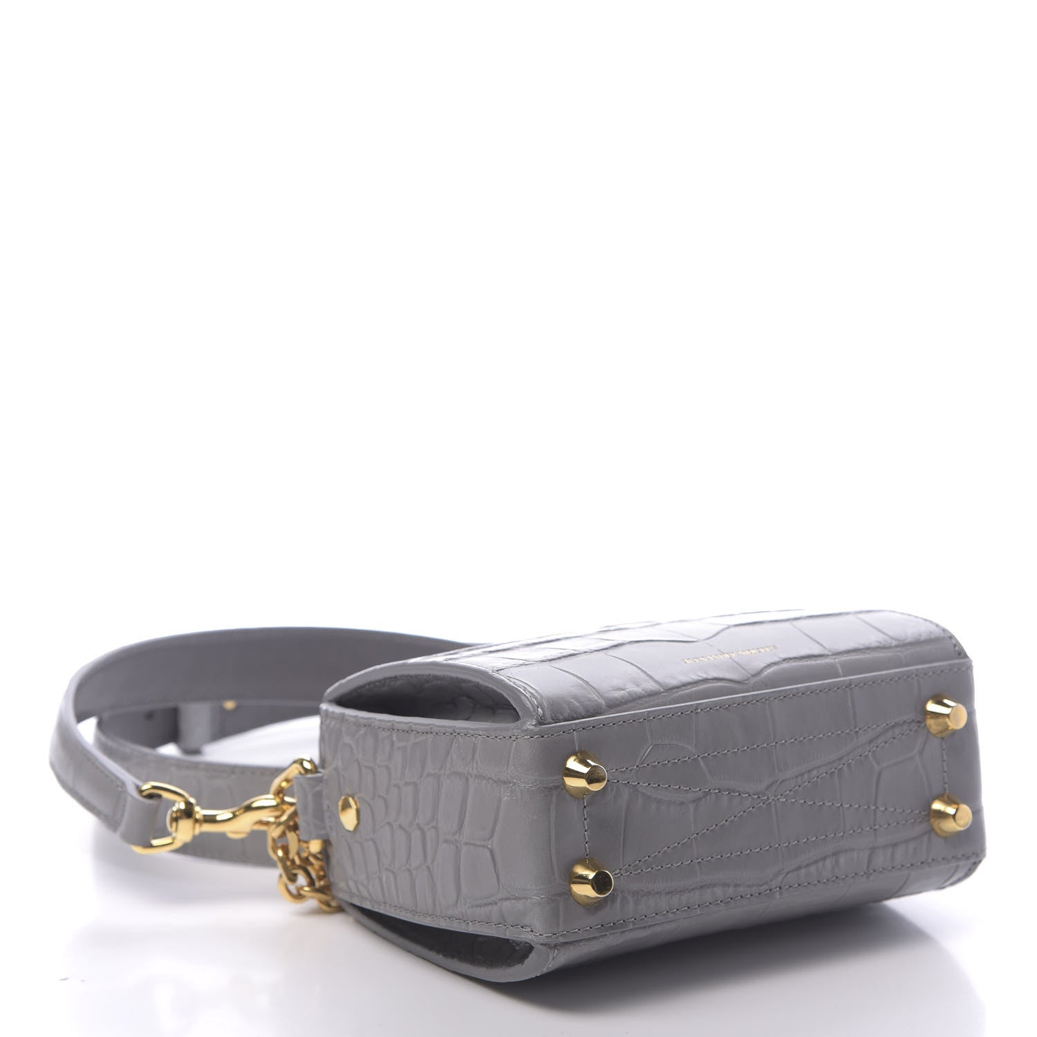 Alexander McQueen Calfskin Crocodile Embossed Box Shoulder Bag 16 Grey 5 of 11