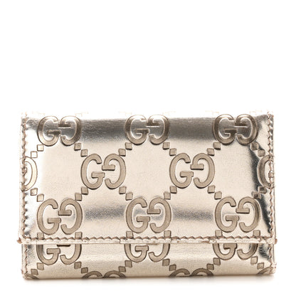 Gucci Metallic Guccissima 6 Key Holder Case Gold 1 of 8