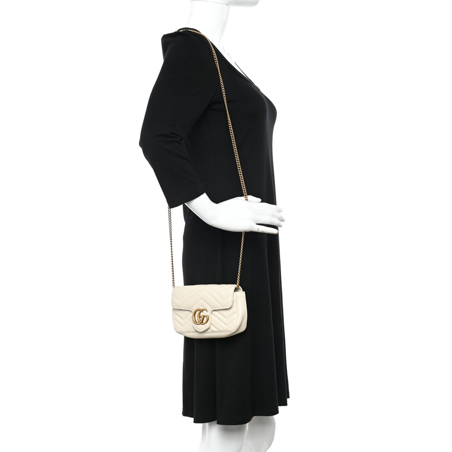 Calfskin Matelasse Super Mini GG Marmont Shoulder Bag White