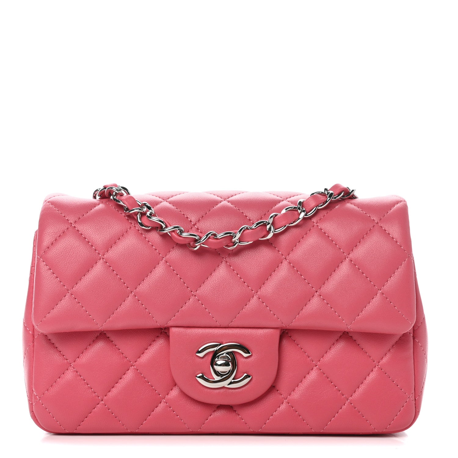 Chanel Lambskin Quilted Mini Rectangular Flap Pink 1 of 11
