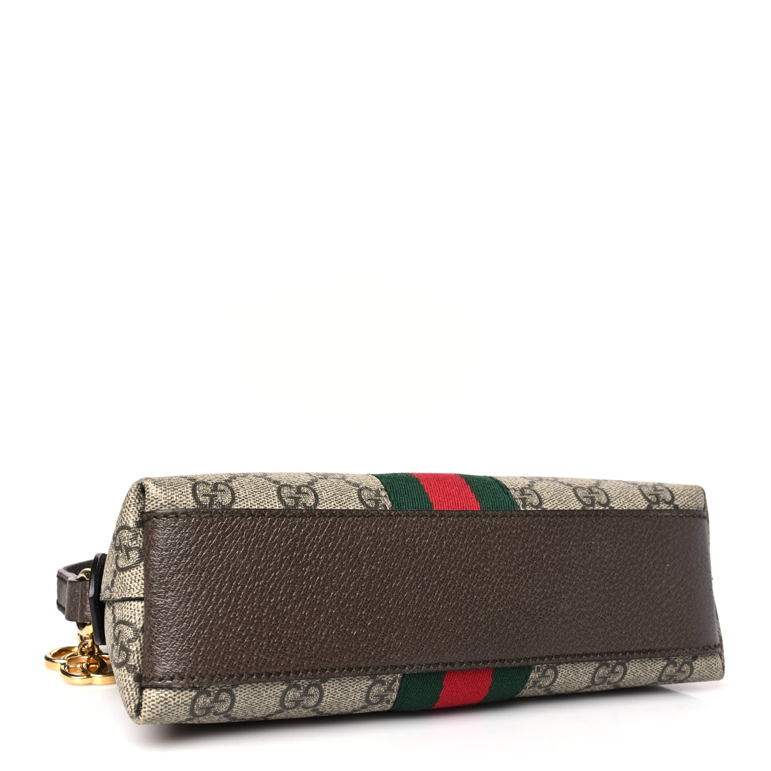 Gucci GG Supreme Monogram Textured Dollar Calfskin Web Small Ophidia Dome Shoulder Bag Beige Ebony New Acero 4 of 10
