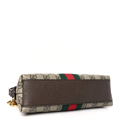 Gucci GG Supreme Monogram Textured Dollar Calfskin Web Small Ophidia Dome Shoulder Bag Beige Ebony New Acero 4 of 10