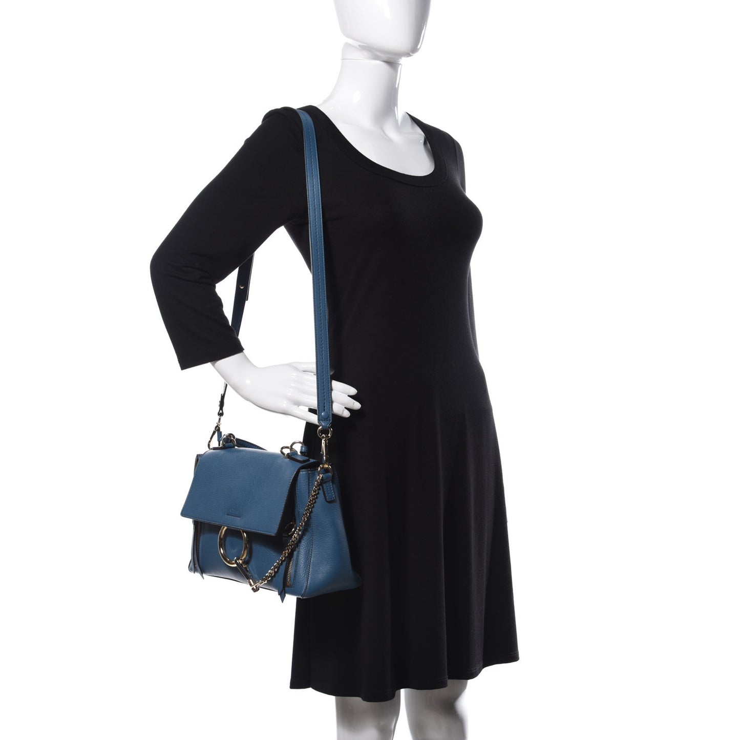 Calfskin Medium Faye Day Shoulder Bag Blue