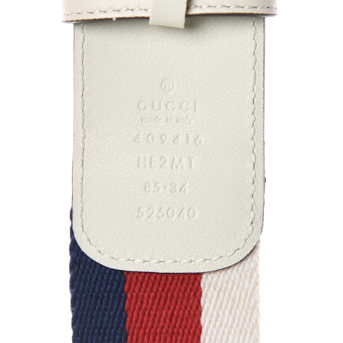Nylon Calfskin Sylvie Web Double G 40mm Belt 85 34 Mystic White Hibiscus Red Maritime