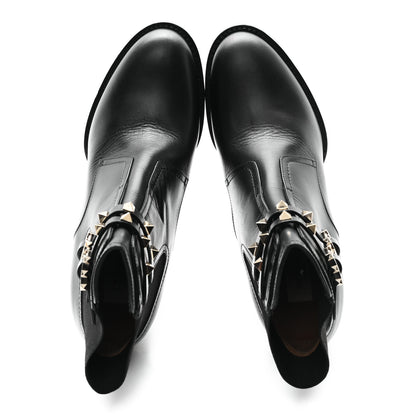 Valentino Garavani Calfskin Rockstud Double Buckle Beatle Chelsea 70mm Ankle Boots 40 Black 2 of 9