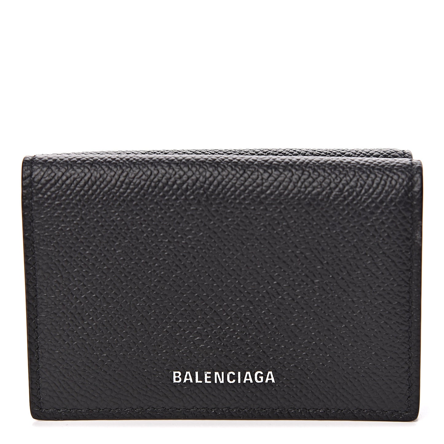 Signature Grained Calfskin Logo Mini Ville Wallet Black